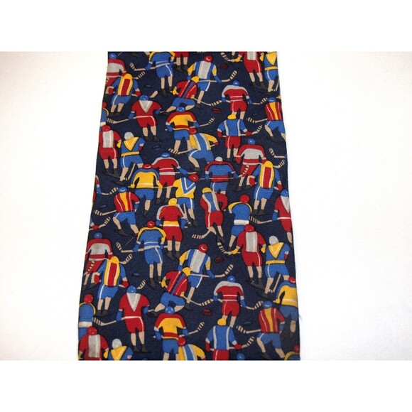 Slap Shot Hockey Tie Necktie 100% Silk Made In USA 3 3/4" x 58 Vintage Tie - Picture 4 of 5